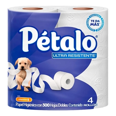 Imagen de Papel Higiénico Pétalo Ultra Resistente 300 Hojas 4 PZS