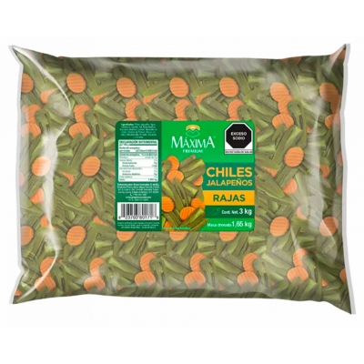 Imagen de Chiles Jalapeños En Rajas Máxima Bolsa 3 KGS