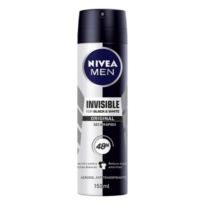 Imagen de Desodorante Nivea Invisible Black&White En Aerosol Para Caballero 150 MLL