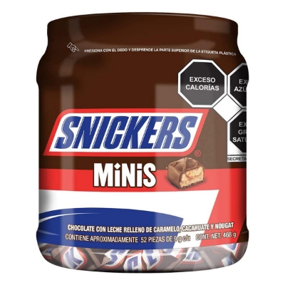 Imagen de Chocolates Snickers Mini Vitrolero Con 52 Pzas 9 GRS