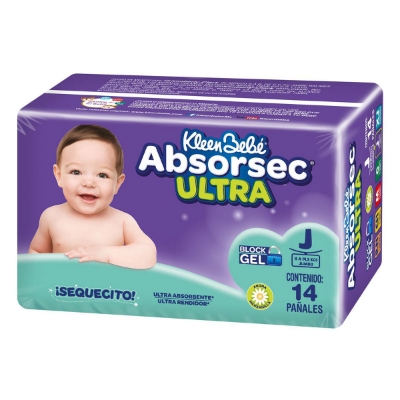 Imagen de Pañal Kleen Bebe Absorsec Ultra Jumbo 14 PZS