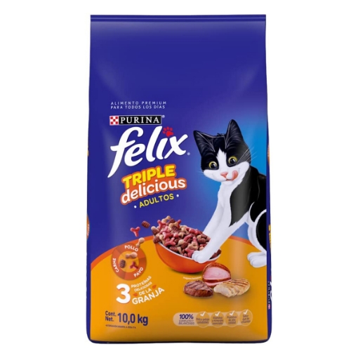 Imagen de Alimento Para Gato Felix Triple Delicious Granja  10 KGS