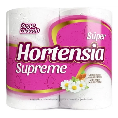 Imagen de Papel Higiénico Hortensia Supreme Rosa 4 PZS