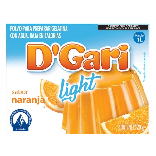 Imagen de Gelatina D'Gari Naranja Light Agua  20 GRS