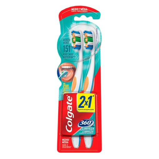Imagen de Cepillo DENTAL Colgate 360 Mediano 2X1 2 PZS