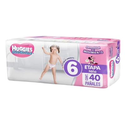 Imagen de Pañal Huggies Ultra Confort Etapa 6 Para Niña 40 PZS