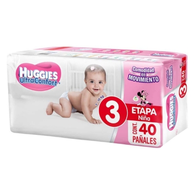 Imagen de Pañal Huggies Ultra Confort Etapa 3 Para Niña 40 PZS