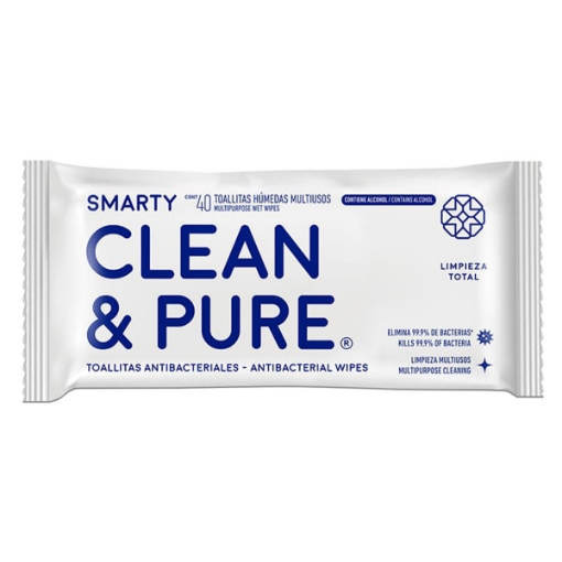 Imagen de Toallitas Humedassmarty Clean&Pure Antibacterial 40 PZS