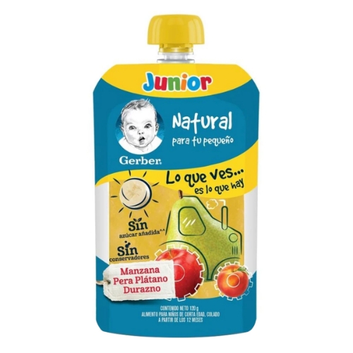 Imagen de Gerber Junior Squeeze Manzana Pera Durazno Pouch  120 GRS