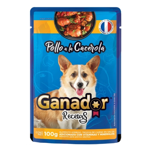 Imagen de Alimento Para Perro Ganador Recetas Pollo A La Cacerola  100 GRS