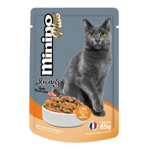 Imagen de Sobres Minino Plus Pavo Ahumado  85 GRS