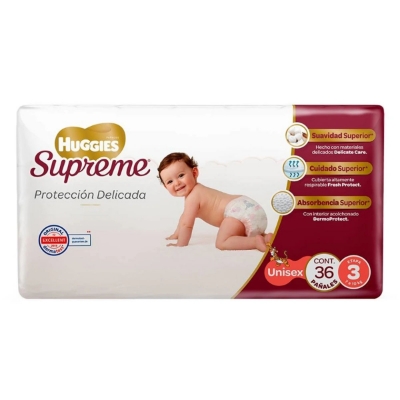 Imagen de Pañal Huggies Supreme Etapa 3 Unisex 36 PZS