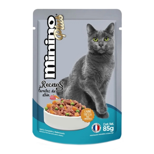 Imagen de Alimento Para Gato Ganador Minino Plus Carnitas De Atun  85 GRS