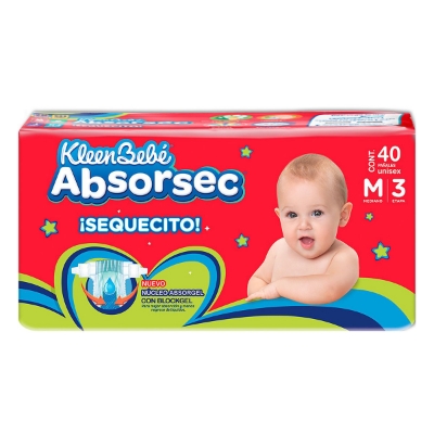 Imagen de Pañal Kleen Bebe Absorsec Ultra Mediano 40 PZS