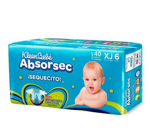 Imagen de Pañal Kleen Bebe Absorsec Ultra Extra Jumbo  40 PZS