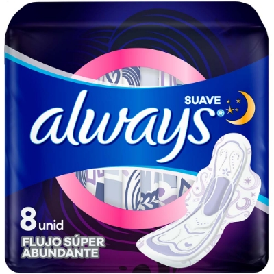 Imagen de Toallas Femeninas Always Suave Noches Tranquilas 8 PZS