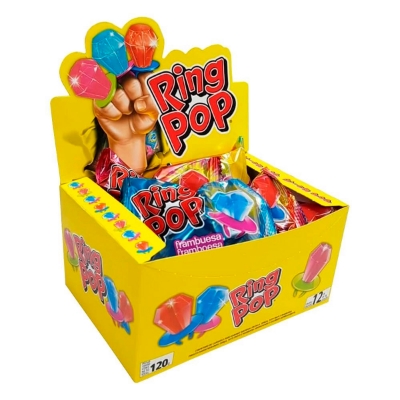 Imagen de Exh Dul Ring Pop Surtido De 12 Pzs. 14 GRS