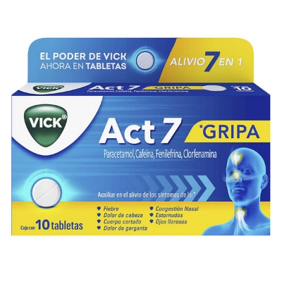 Imagen de EXH MED VICK ACT 7 TAB 10 PZS