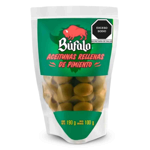 Imagen de Aceituna Bufalo Manzanilla Relleno Pimiento 190 GRS
