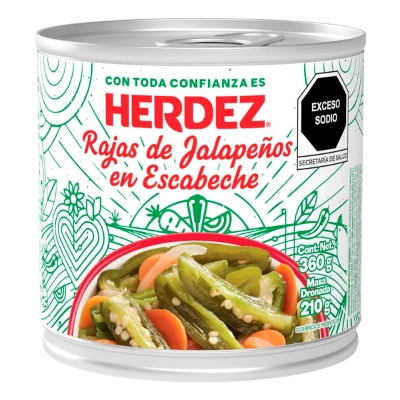 Imagen de Chiles Herdez Jalapeños Rajas En Escabeche 360 GRS