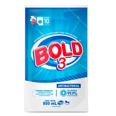 Imagen de Detergente Liquido Bold 3 Antibacterial 800 MLL