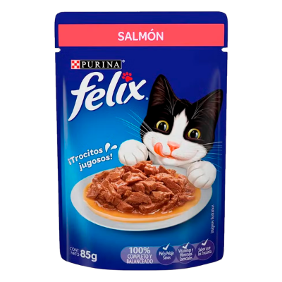 Imagen de Alimento Para Gato Purina Felix ¡Trocitos Jugosos! Salmón 85 GRS