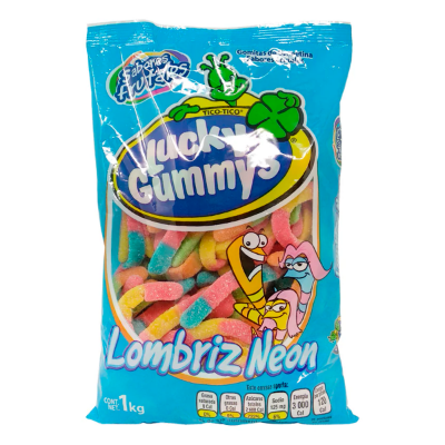 Imagen de GOMITA LUCKY GUMMYS LOMBRIZ NEON 1 KGS