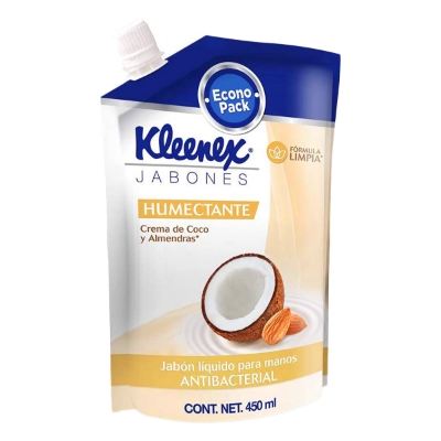 Imagen de Jabon Liquido Baño Kleenex Crema De Coco Y Almendras Ecopk 450 MLL