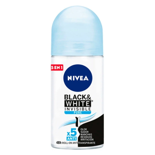 Imagen de DESODORANTE NIVEA BLACK&WHITE INVISIBLE MUJER ROLL ON  50 MLL