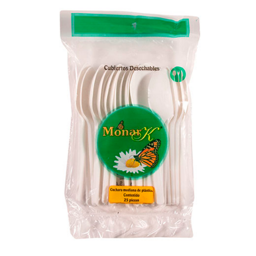 Imagen de Cuchara Desechable Monar'K Blanca Mediana 25 PZS