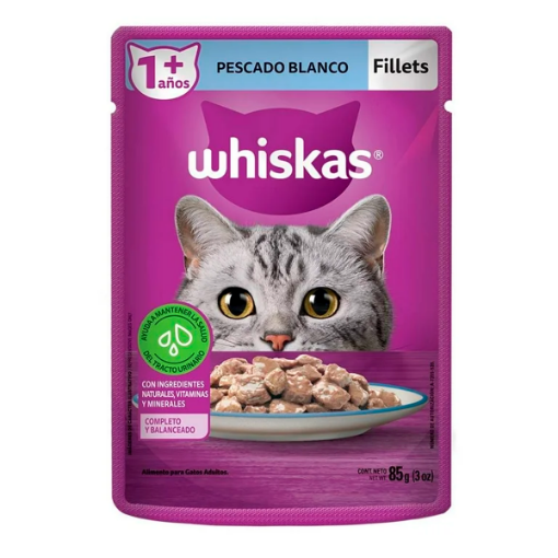 Imagen de Sobres Whiskas Trozos Pescado Blanco  85 GRS