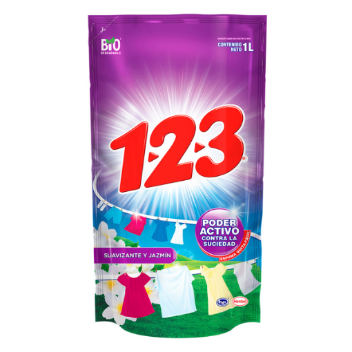 Imagen de Detergente Liquido 123 Con Suavizante Y Jazmin  1 LTS