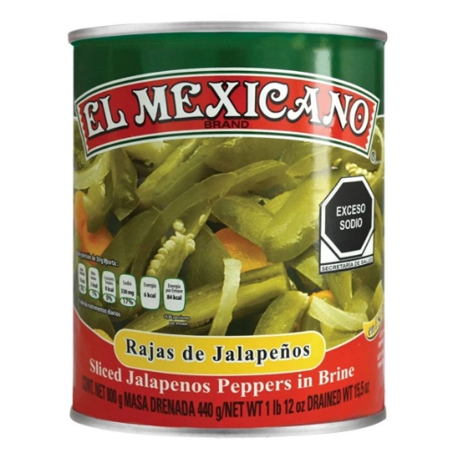 Imagen de Chiles El Mexicano Rajas Verde  800 GRS