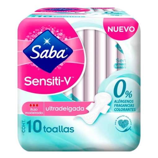 Imagen de Toalla Femenina Saba Sensiti-V Ultra Delgada C/A  10 PZS