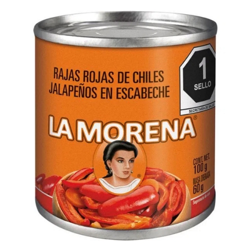 Imagen de Chiles La Morena Rajas Rojas  100 GRS