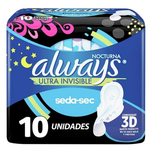 Imagen de Toallas Always U.Noche Seca C/A 10 PZS 10 PZS