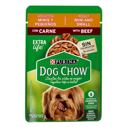 Imagen de Sobres Dog Chow Adulto Razas Pequeñas Carne 100 GRS