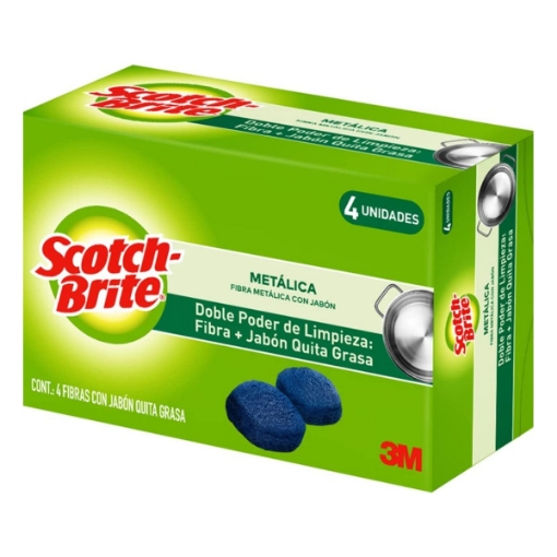 Imagen de Fibra De Metal Scotch Brite Con Jabón 4 PZS