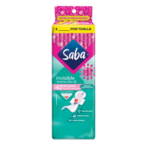 Imagen de Toallas Femeninas Saba Invisible Con Alas Despachador  42 PZS