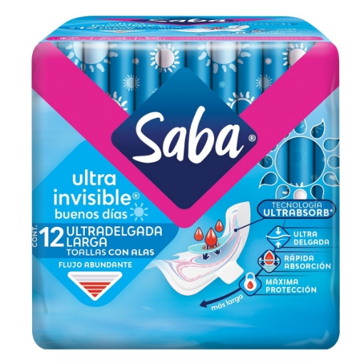 Imagen de Toalla Femenina Saba ULTRA Invisible Largo C/A  12 PZS