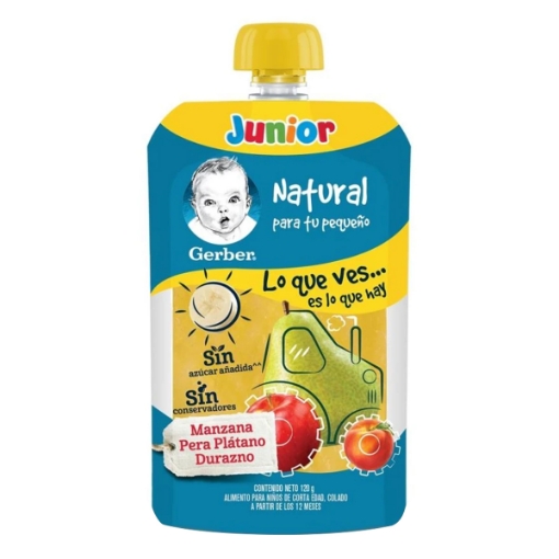 Imagen de Gerber Junior Squeeze Manzana Pera Durazno Pouch  120 GRS
