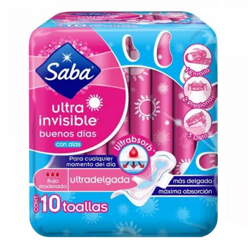 Imagen de Toalla Femenina Saba Ultra Invisible C/A  10 PZS